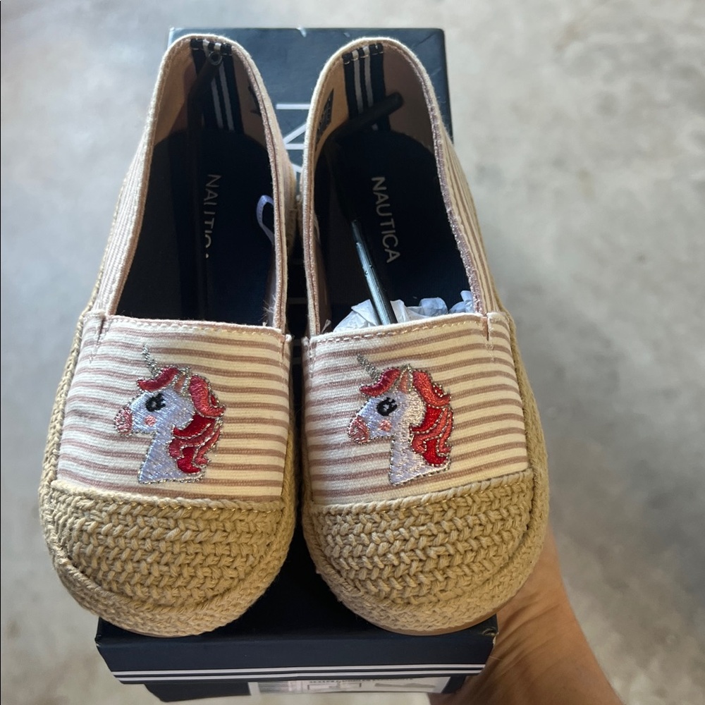 Nautica: and Cora toddler/blush striped unicorn shoes